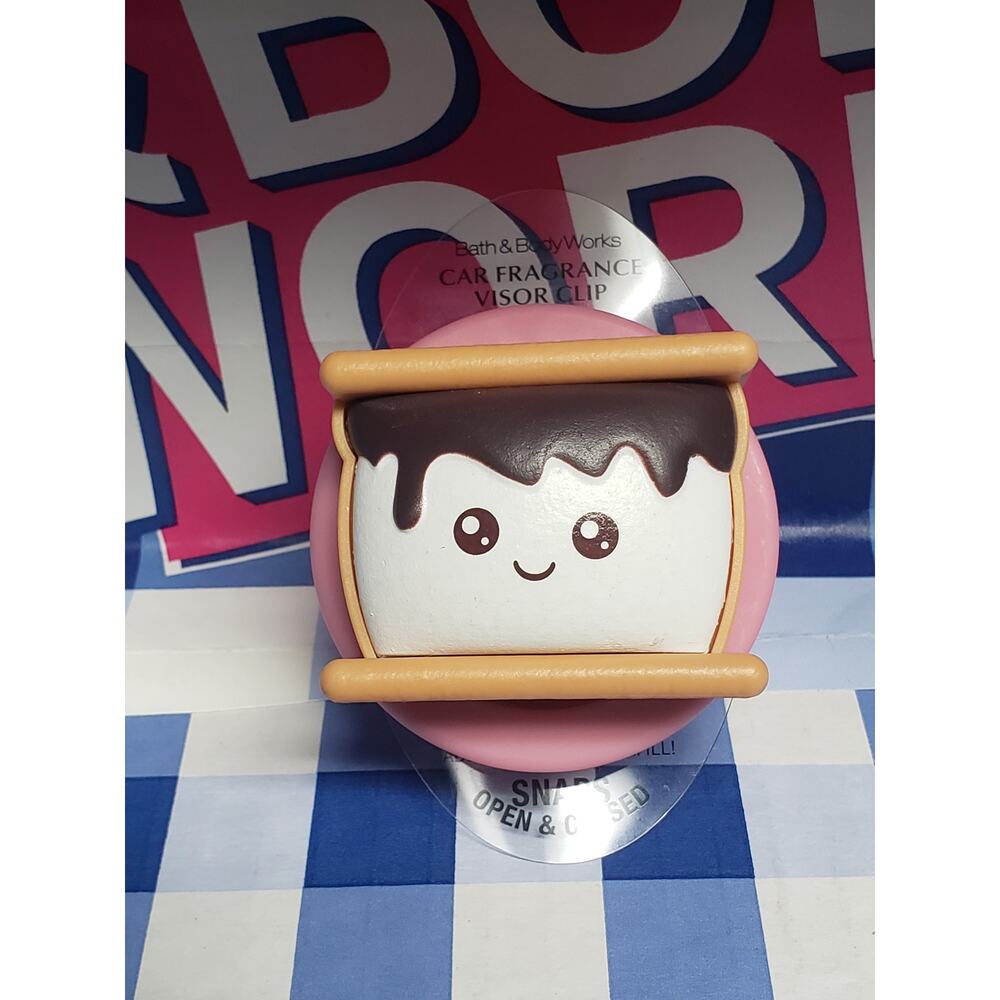 BBW Smores Car Fragrance Holder Visor Clip Vehicle Locker Home Scent Decor